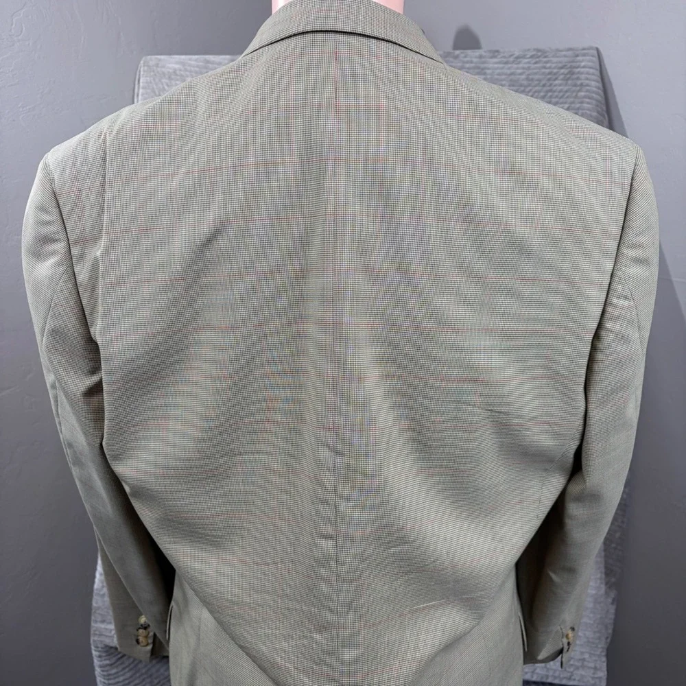 VTG Gucci Wool Blazer Tan Brown Micro Check Sport Coat Made in Switzerland 54L